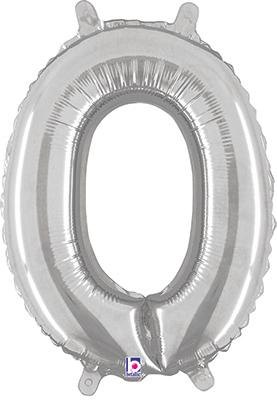 Megaloon Jrs 14inch Number 0 Silver packaged - Foil Balloons